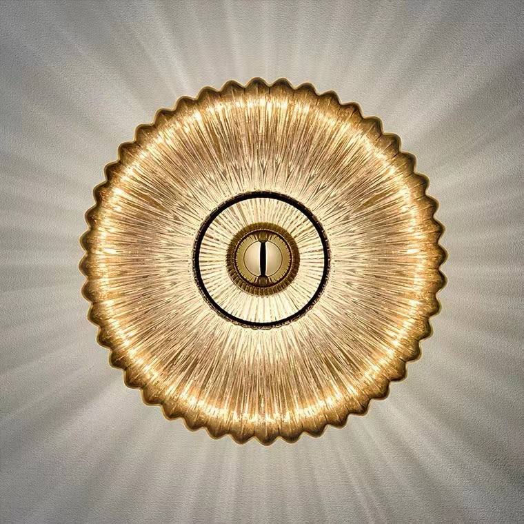 Round Glass Wall Light Fixture - Cognac