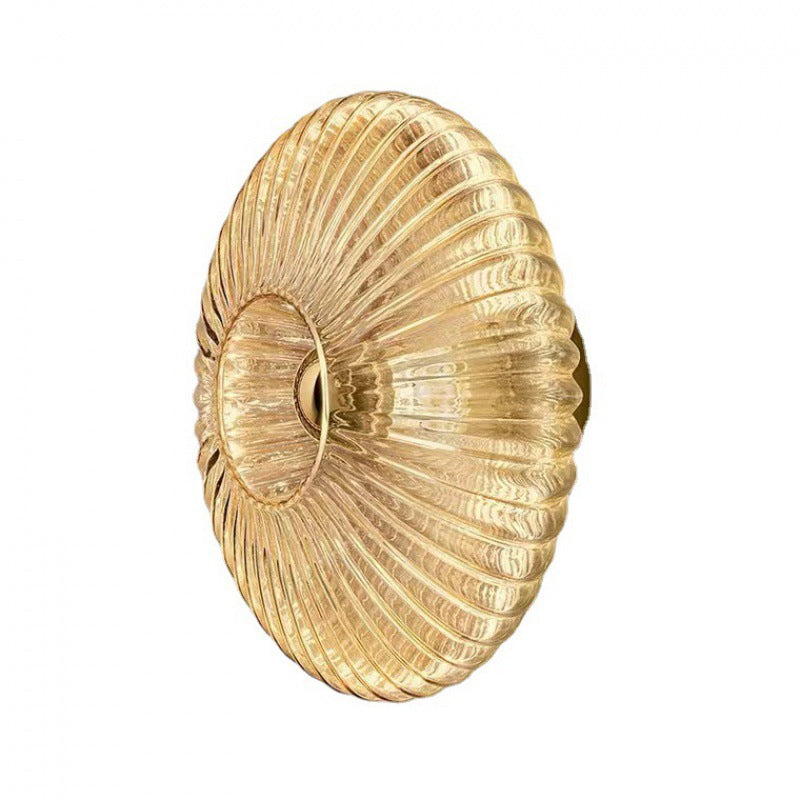 Round Glass Wall Light Fixture - Cognac