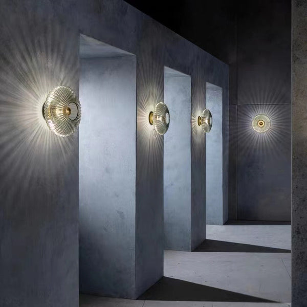 Round Glass Wall Light Fixture - Cognac