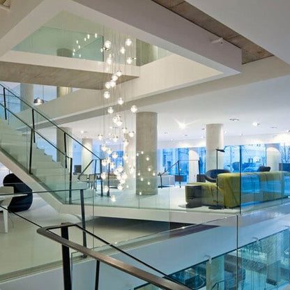 Adjustable Crystal Orb Chandelier - 7 Lights, Silver, Warm White