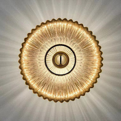 Round Glass Wall Light Fixture - Cognac