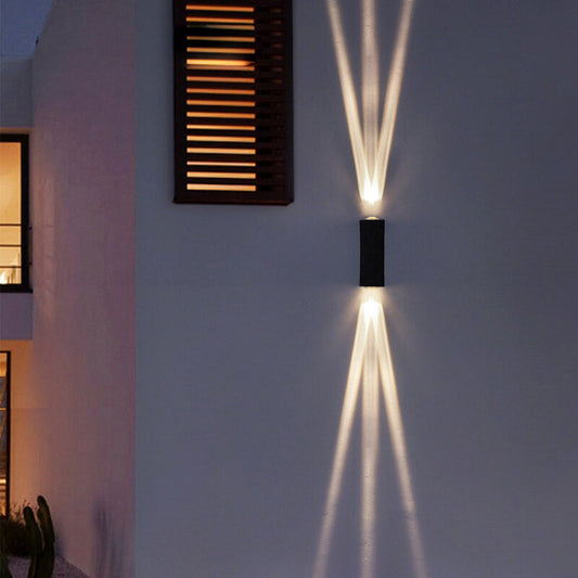 Aluminum Dual-Head Outdoor Wall Light Fixture - Black, Warm White