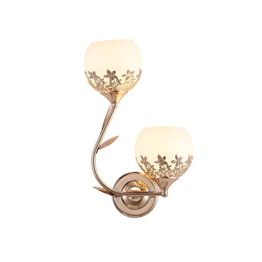 Two Light Wall Fixture Glass Flower Design