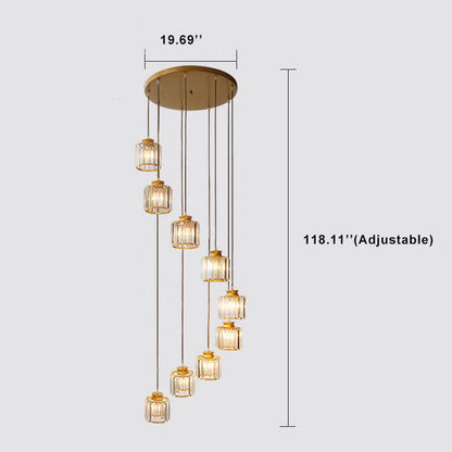 Cylindrical 6-Light Chandelier Fixture - Gold Finish