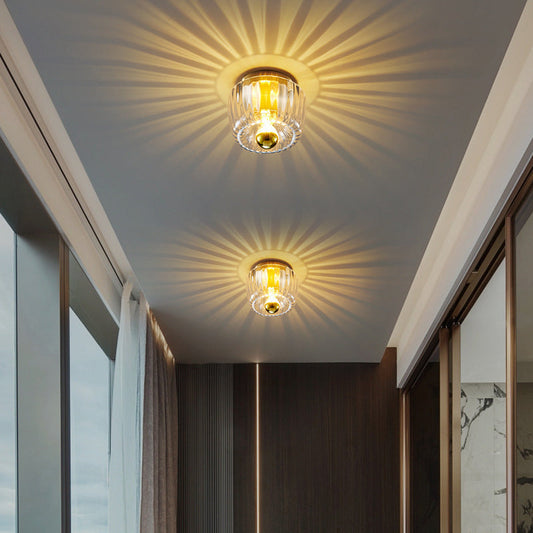 Copper Base Glass Sun Design Light Fixture - Gold, Flush or Wall Mount