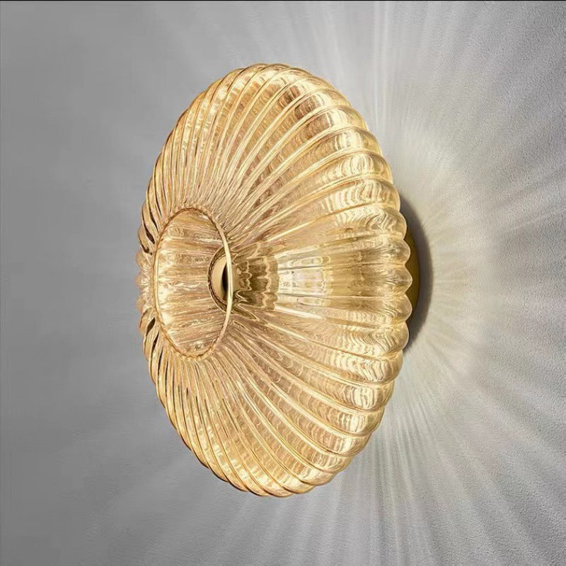 Round Glass Wall Light Fixture - Cognac
