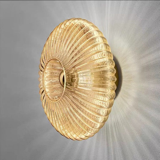 Round Glass Wall Light Fixture - Cognac